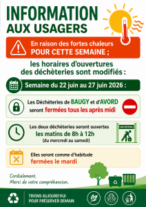 Horaires déchèteries