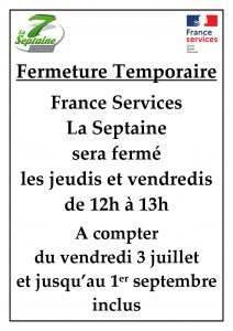 France Services Horaires période estivale