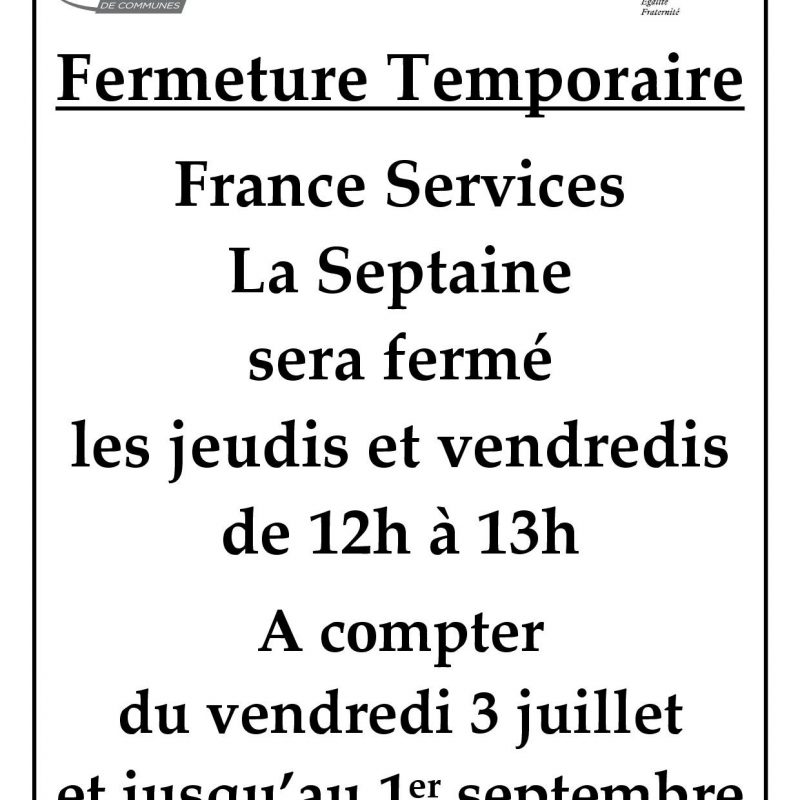 France Services Horaires période estivale