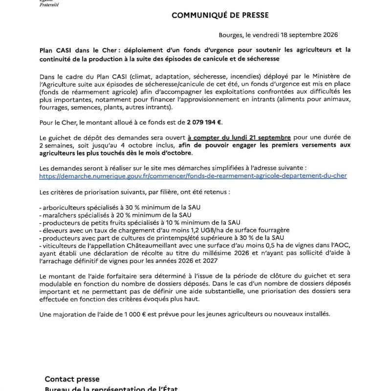 Fonds d&rsquo;urgence soutien aux agriculteurs