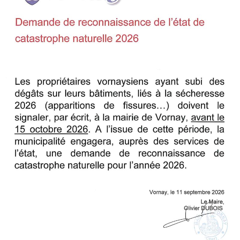 Reconnaissance catastrophe naturelle